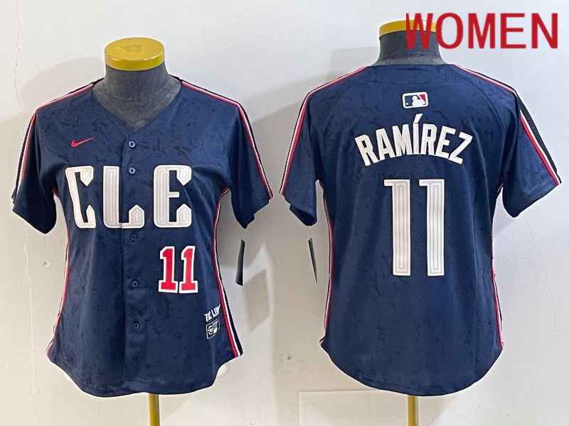 Women Cleveland Indians 11 Ramirez Blue City Edition Nike 2024 MLB Jersey style 8